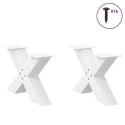 Pieds de table basse en forme de X, 2 pièces, blanc, 50 x (30-31) cm, acier 534564534564