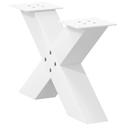 Pieds de table basse en forme de X, 2 pièces, blanc, 50 x (30-31) cm, acier 534564534564