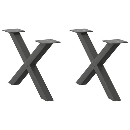 Pieds de table basse en forme de X 2 pièces Anthracite 60 x (30-31) cm Acier 534567534567
