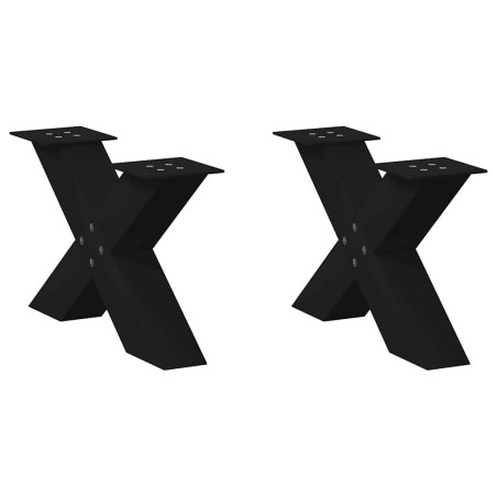 Pieds de table basse en forme de X, 2 pièces, noir, 50 x (30-31) cm, acier 534573534573