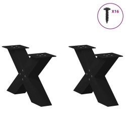 Pieds de table basse en forme de X, 2 pièces, noir, 50 x (30-31) cm, acier 534573534573