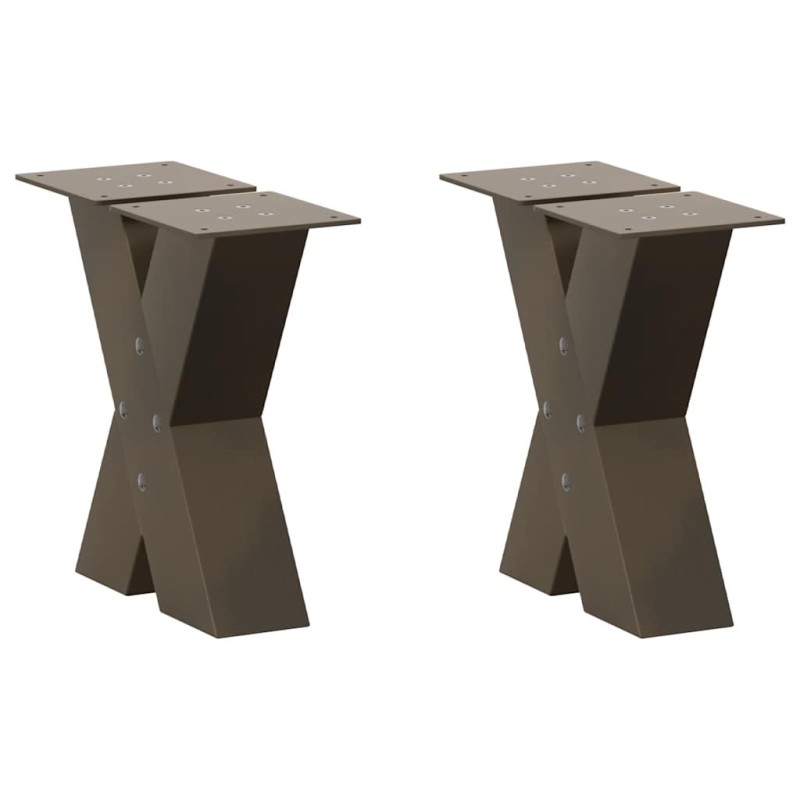 Pieds de table basse en forme de X, 2 pièces, acier naturel, 40 x (30-31) cm 534576534576