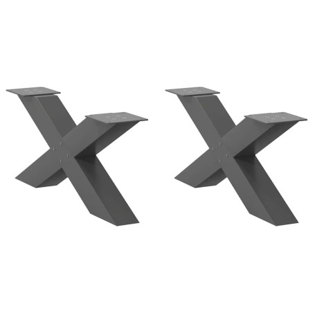 Pieds de table basse en forme de X, 2 pièces, anthracite, 70 x (30-31) cm, acier 534580534580