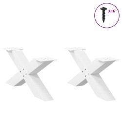 Pieds de table basse en forme de X, 2 pièces, blanc, 70 x (30-31) cm, acier 534581534581