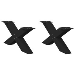 Pieds de table basse en forme de X, 2 pièces, noir, 70 x (30-31) cm, acier 534582534582