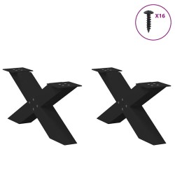 Pieds de table basse en forme de X, 2 pièces, noir, 70 x (30-31) cm, acier 534582534582