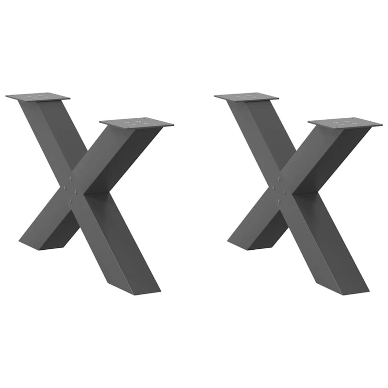 Pieds de table basse en forme de X, 2 pièces, anthracite, 70 x (42-43) cm, acier 534594534594