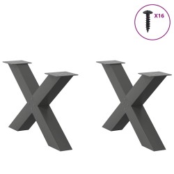 Pieds de table basse en forme de X, 2 pièces, anthracite, 70 x (42-43) cm, acier 534594534594