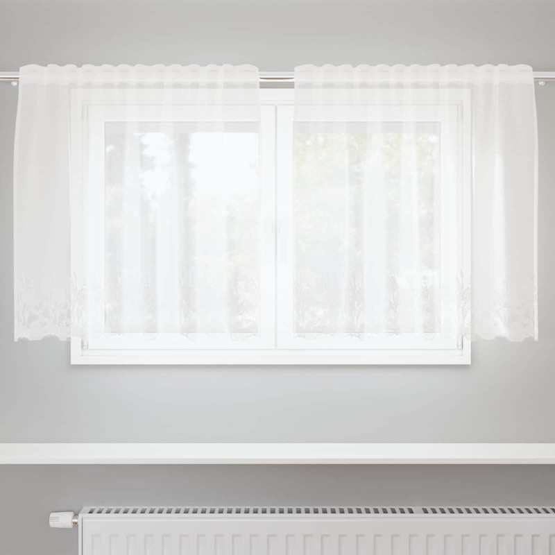 Rideau en Dentelle Floral Blanc 100 x 150 cm Polyester 534600534600