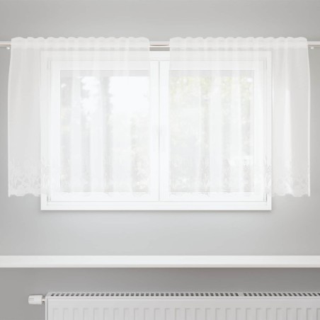 Rideau en Dentelle Floral Blanc 100 x 150 cm Polyester 534600534600