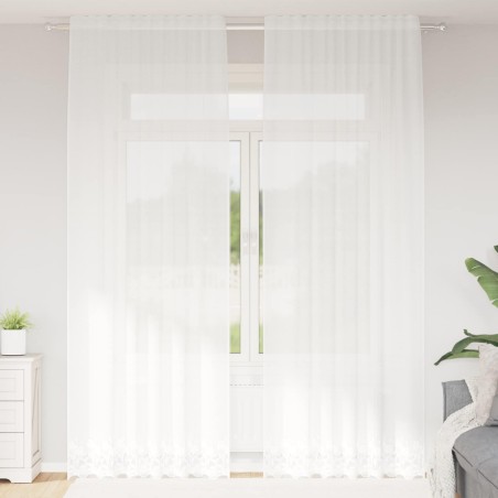Rideau en Dentelle Floral Blanc 260 x 150 cm Polyester 534601534601