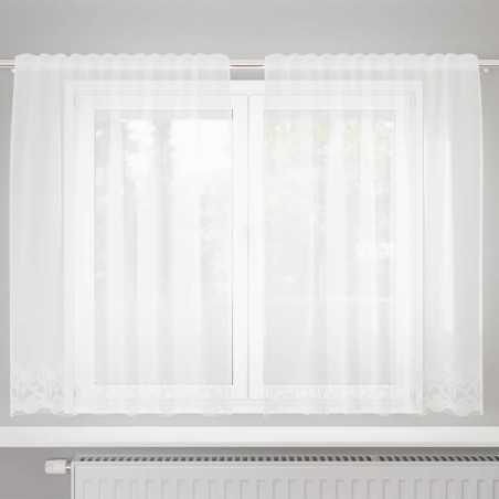 Rideau en Dentelle Floral Blanc 140 x 150 cm Polyester 534602534602
