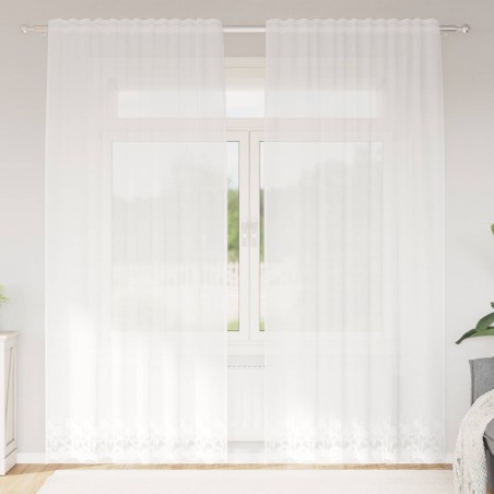 Rideau en Dentelle Floral Blanc 200 x 150 cm Polyester 534604534604