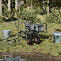 Chariot de pêche vert avec 2 roues acier enduit de poudre 534622534622