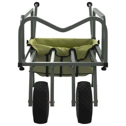 Chariot de pêche vert avec 2 roues acier enduit de poudre 534622534622