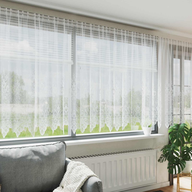 Rideau en Dentelle Floral Blanc 180 x 1200 cm Polyester 534635534635