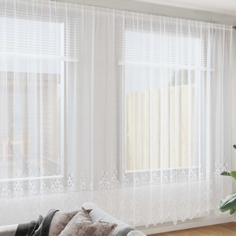 Rideau en Dentelle Floral Blanc 300 x 750 cm Polyester 534639534639