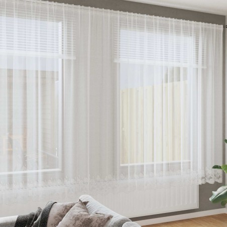 Rideau en Dentelle Floral Blanc 240 x 500 cm Polyester 534644534644