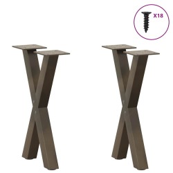 Pieds de table basse en forme de X, 2 pièces, acier naturel, 28 x (42-43) cm 534645534645