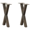 Pieds de table basse en forme de X, 2 pièces, acier naturel, 38 x (42-43) cm 534653534653