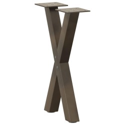 Pieds de table basse en forme de X, 2 pièces, acier naturel, 38 x (42-43) cm 534653534653
