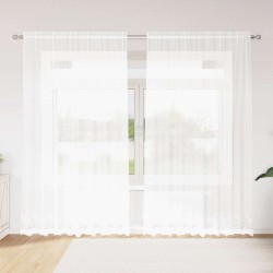 Rideau en Dentelle Floral Blanc 200 x 200 cm Polyester 534656534656