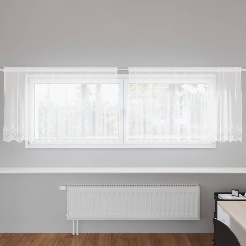 Rideau en Dentelle Floral Blanc 100 x 300 cm Polyester 534661534661