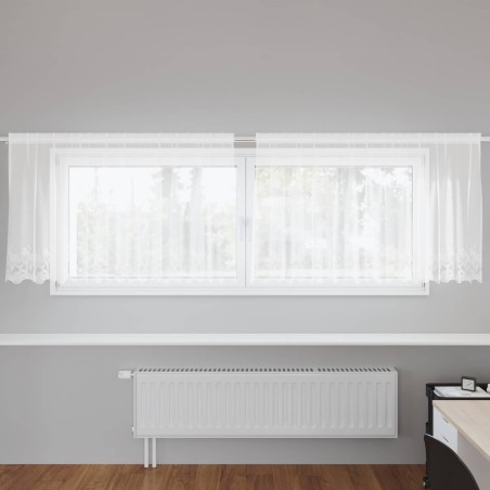 Rideau en Dentelle Floral Blanc 120 x 300 cm Polyester 534662534662