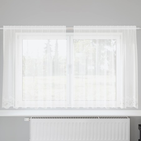 Rideau en Dentelle Floral Blanc 140 x 200 cm Polyester 534666534666