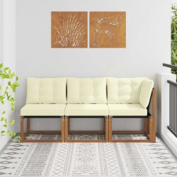 Canapé d’extérieur milieu et coin avec coussin 3 Pièce Naturel 534730534730