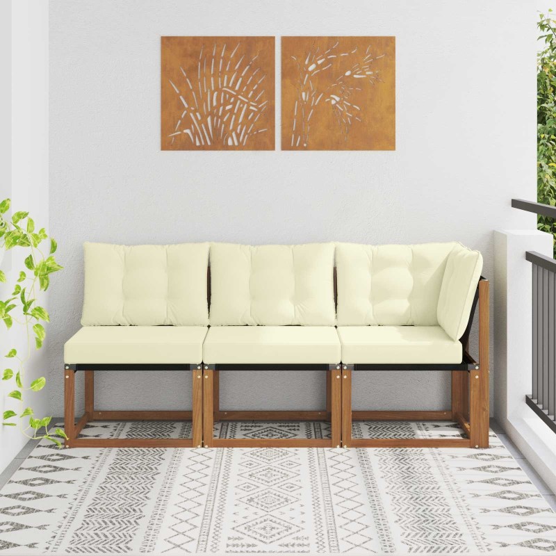 Canapé d’extérieur milieu et coin avec coussin 3 Pièce Naturel 534730534730