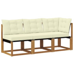 Canapé d’extérieur milieu et coin avec coussin 3 Pièce Naturel 534730534730