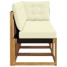 Canapé d’extérieur milieu et coin avec coussin 3 Pièce Naturel 534730534730