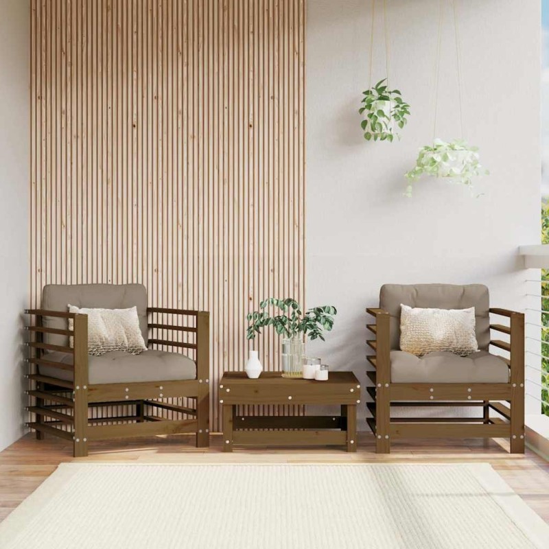 Chaises de jardin lot de 2 marron miel bois massif de pin 534741534741