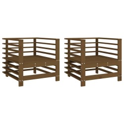 Chaises de jardin lot de 2 marron miel bois massif de pin 534741534741