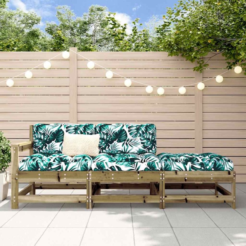 Salon de jardin 3 pcs avec coussins bois de pin imprégné 534870534870