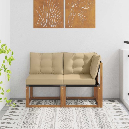 Canapé d’extérieur milieu et coin avec coussin 2 Pièce Naturel 535000535000