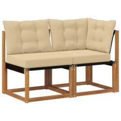 Canapé d’extérieur milieu et coin avec coussin 2 Pièce Naturel 535000535000