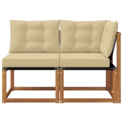 Canapé d’extérieur milieu et coin avec coussin 2 Pièce Naturel 535000535000
