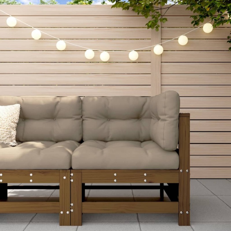 Canapé d'angle de jardin marron miel bois de pin solide 535021535021