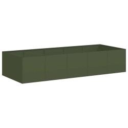 Jardinière vert olive 200x80x40 cm acier 535030535030