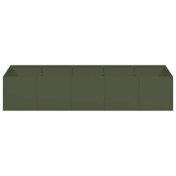 Jardinière vert olive 200x80x40 cm acier 535030535030