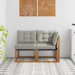 Canapé d’extérieur milieu et coin avec coussin 2 Pièce Naturel 535034535034