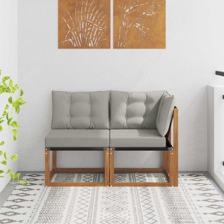 Canapé d’extérieur milieu et coin avec coussin 2 Pièce Naturel 535034535034