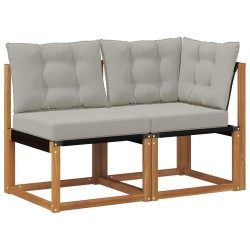 Canapé d’extérieur milieu et coin avec coussin 2 Pièce Naturel 535034535034