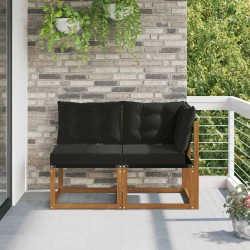 Canapé d’extérieur milieu et coin avec coussin 2 Pièce Naturel 535044535044