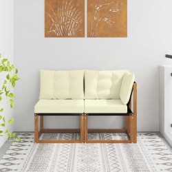 Canapé d’extérieur milieu et coin avec coussin 2 Pièce Naturel 535054535054