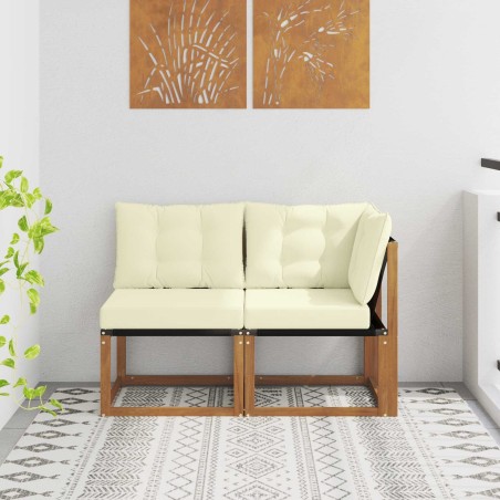 Canapé d’extérieur milieu et coin avec coussin 2 Pièce Naturel 535054535054