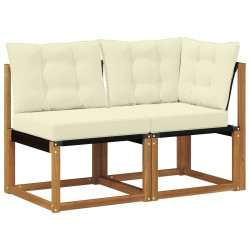 Canapé d’extérieur milieu et coin avec coussin 2 Pièce Naturel 535054535054