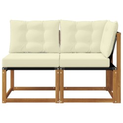 Canapé d’extérieur milieu et coin avec coussin 2 Pièce Naturel 535054535054